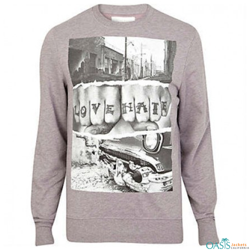 Grey full sleeve crewneck jacket