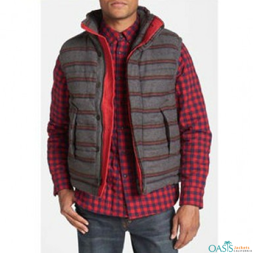 red bordered grey jacket