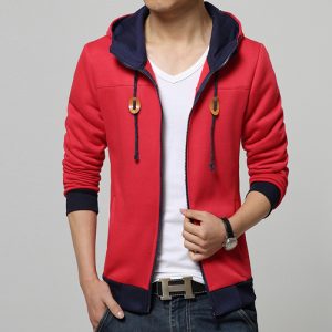 Zippered Red Hoodie Jacket