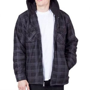 Wholesale Black & Grey Checked Hooded Flannel Jackets