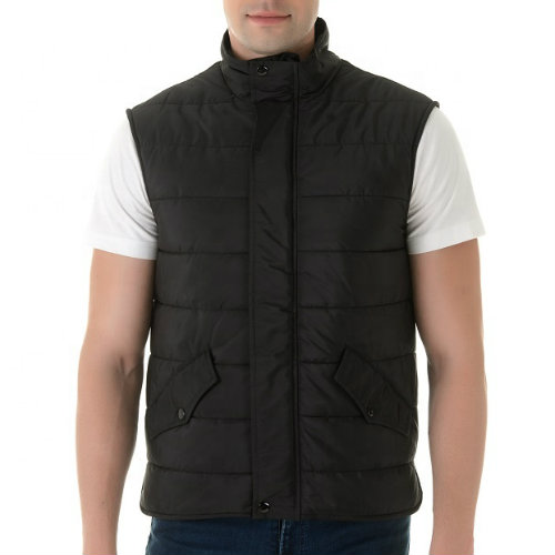 Black Quilted High Neck Vest Manufacturer