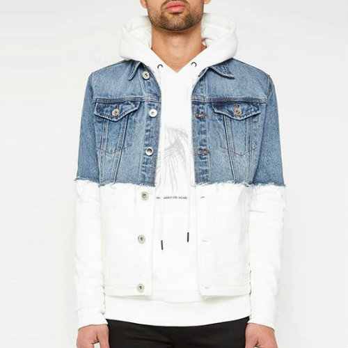 hooded jean jacket white