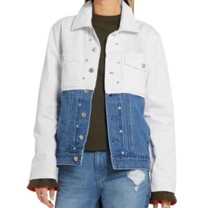 Blue and White Funky Denim Jacket Manufacturer