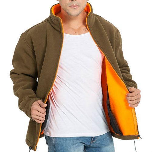 Brown and Yellow Fleece Jackets Manufacturers