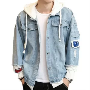 Light Blue Hooded Denim Jacket