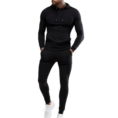 Black Sports Pullover Tracksuit