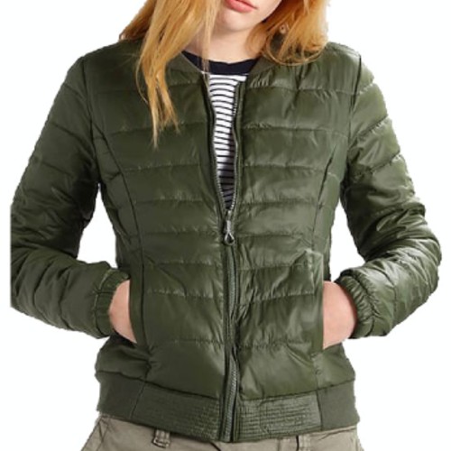 textured green quilted jacket