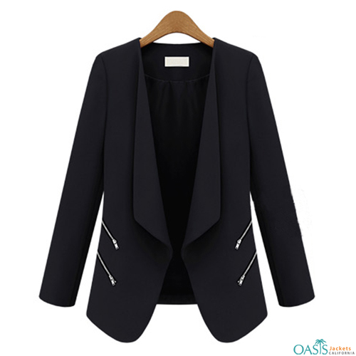 Zippered Black Suit Jacket