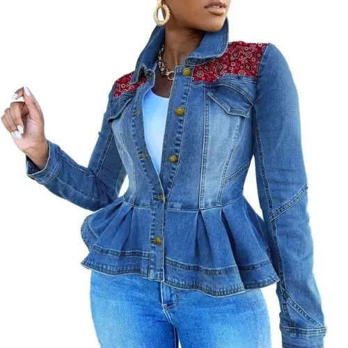 Pleated Bottoms Denim Jacket Manufacturer