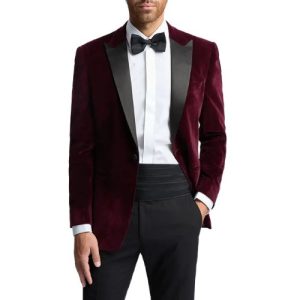 wholesale double breasted velvet blazer for men