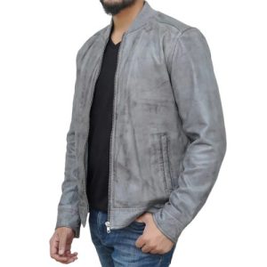 men grey leather jacket manufacturers