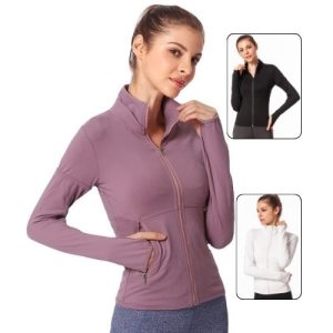slim fit long workout jacket vendor