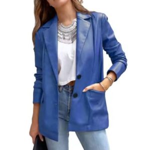 wholesale womens blue leather suit