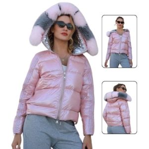 bulk fur collar hooded down jacket suppliers