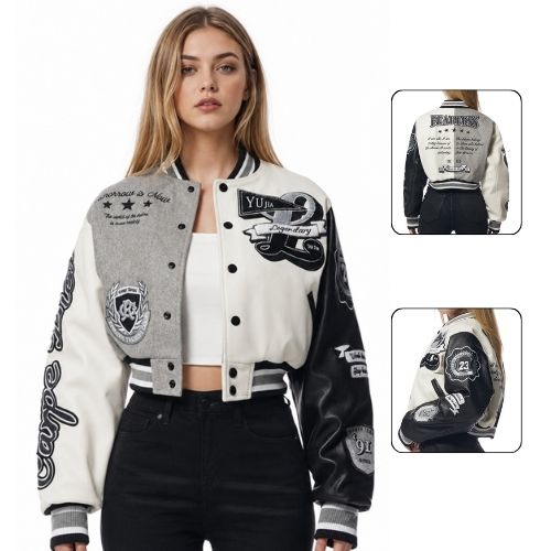 cropped letterman jacket wholesale