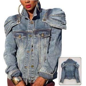 pleated shoulder denim jacket suppliers